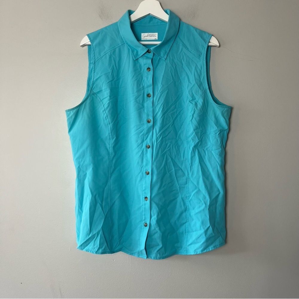 Gander Mountain Guide Series Lightweight‎ Button-Up Tank Shirt Light Blue XL